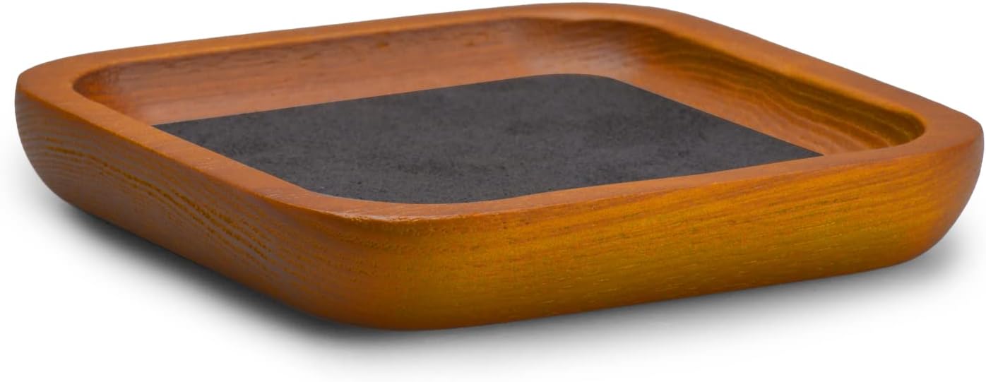 Oirlv Solid Wood Jewelry Display Tray Small Jewelry Tray Rings Earrings Bracelets Necklace Holder Organizer(Rectangle, Grey)