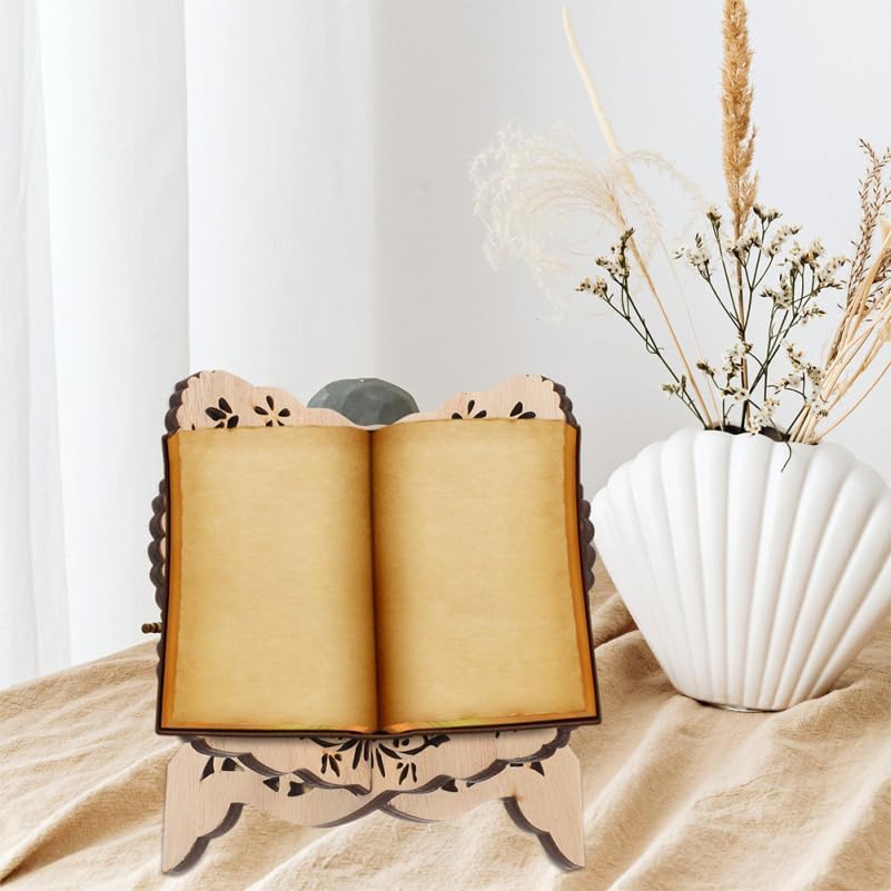 2Pcs Quran Holder Book Stand Wooden Carved Prayer Book Display Holder for Bible Magazine Cookbook