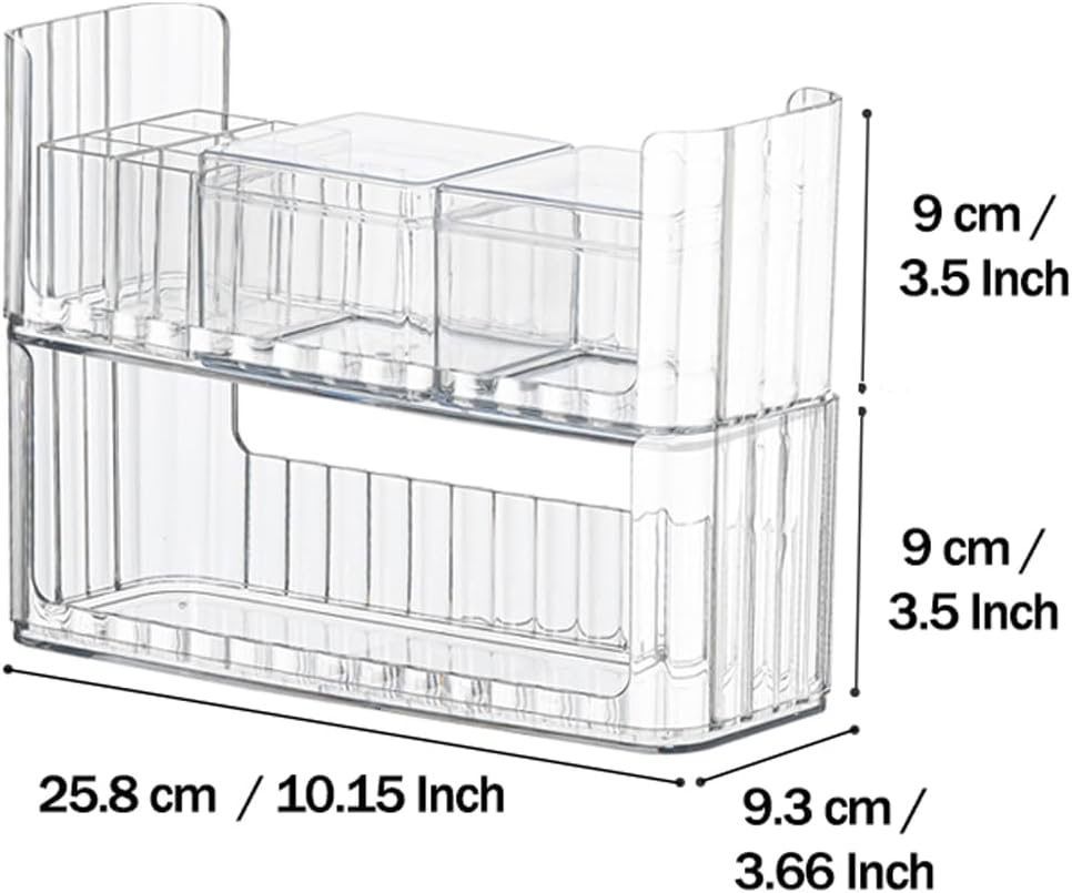 MORNITE Bathroom Medicine Cabinet Organizer Set, Narrow Compact Makeup Shelves Holder for Lipstick, Cosmetic, 2 Pcs Trays for Cabinet Door Wall, Vanity - Clear