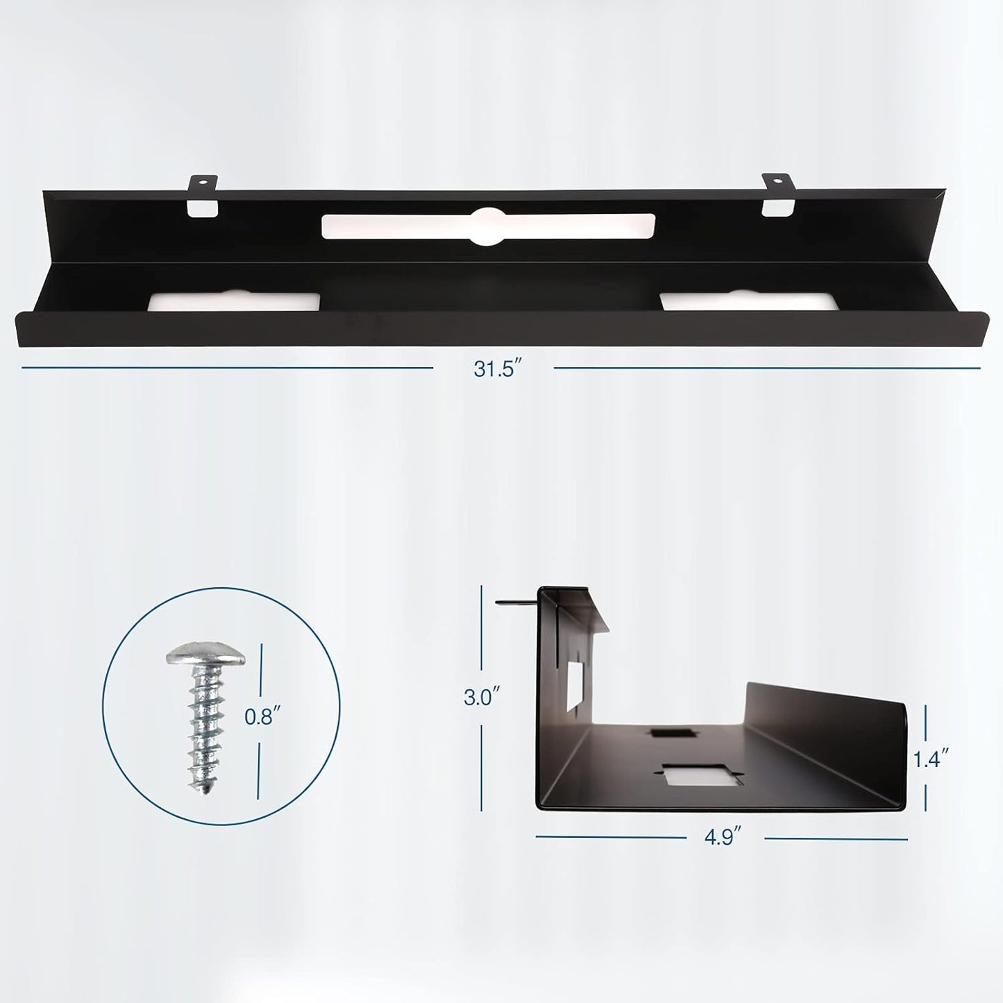 AIMEZO 31.5Inch Heavy Duty Steel Cable Management Tray - Under Desk Wire Management Organizer Computer Cord Raceway