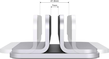 JOKItech Aluminum Laptop Vertical Stand Organizer, Sturdy Laptop Computer Holder Desktop Stand Compatible with new Retina Apple MacBook Pro/Air/Neo, Mac mini & iPad Pro - Black