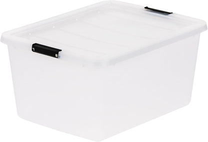 IRIS USA 18 QT Clear Storage Organizer with Removable Dividers, Stackable Plastic Storage Box with Lid, Modular Container for Crafts, Tools, Office & Pantry Organization