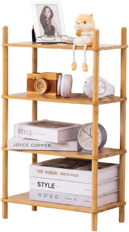 2-Tier Expandable Bamboo Desktop Organizer Shelf Kitchen Cabinet and Counter Riser Display Shelf for Top of Desk Home Office Bathroom Coffee Table Display Stand (1, Natural, 2-Tier Plus)