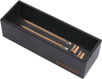 PRATIQUE Bamboo Drawer Organizer - Kitchen Utensil Organizer Silverware Tray Cutlery Holder，Office Desk Supplies and Accessories (8.9x5.9x2.6 inch)