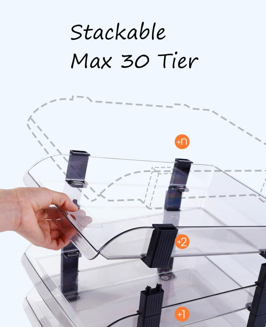 2/4/6 Tier Paper Organizer Letter Tray, Clear Acrylic Layer Stackable Paper Sorter, Plastic A4 Office File Folder Holder for for Desk Accessories, Notes, Pens, File, Document (Clear, 4 Tier)