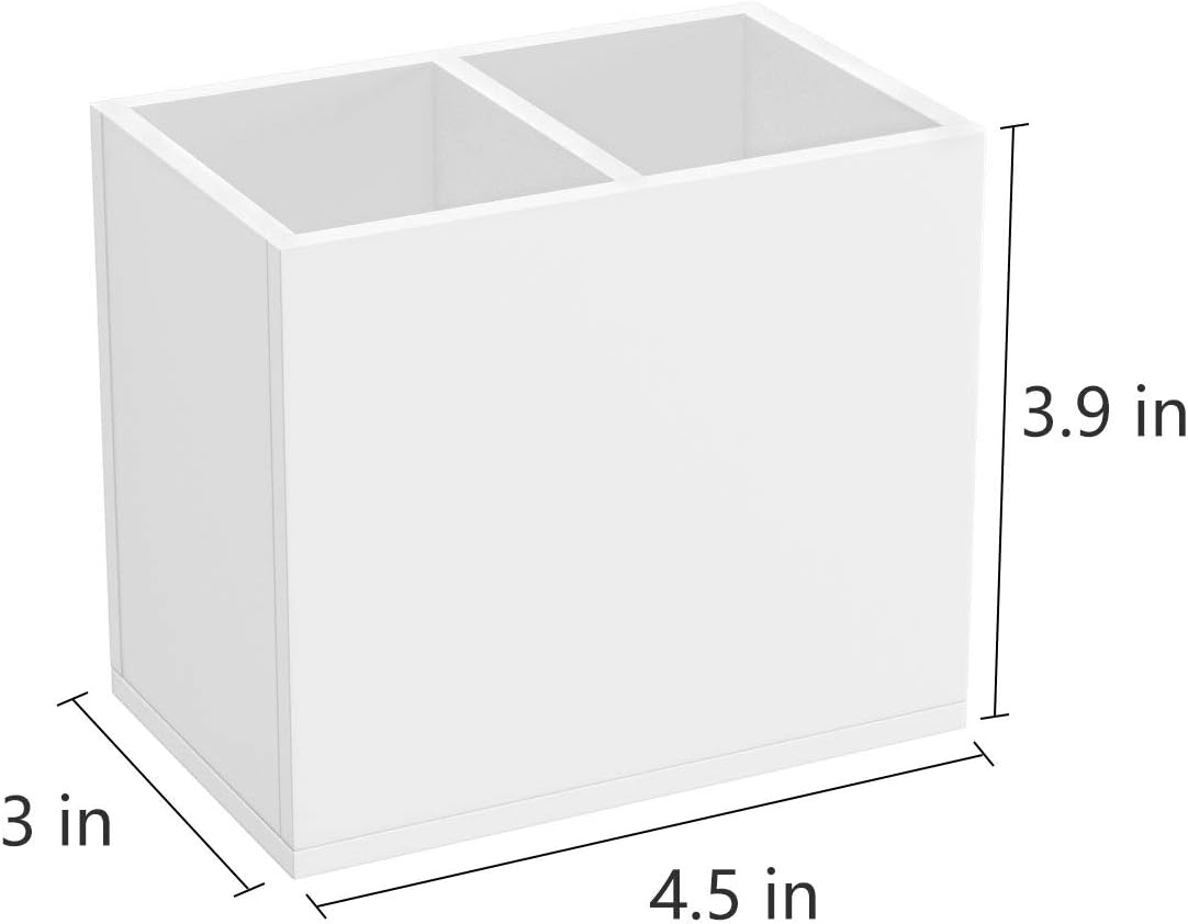 NIUBEE Acrylic Pen Holder 4 Compartments, Clear Pencil Organizer Cup for Countertop Desk Accessory Storage