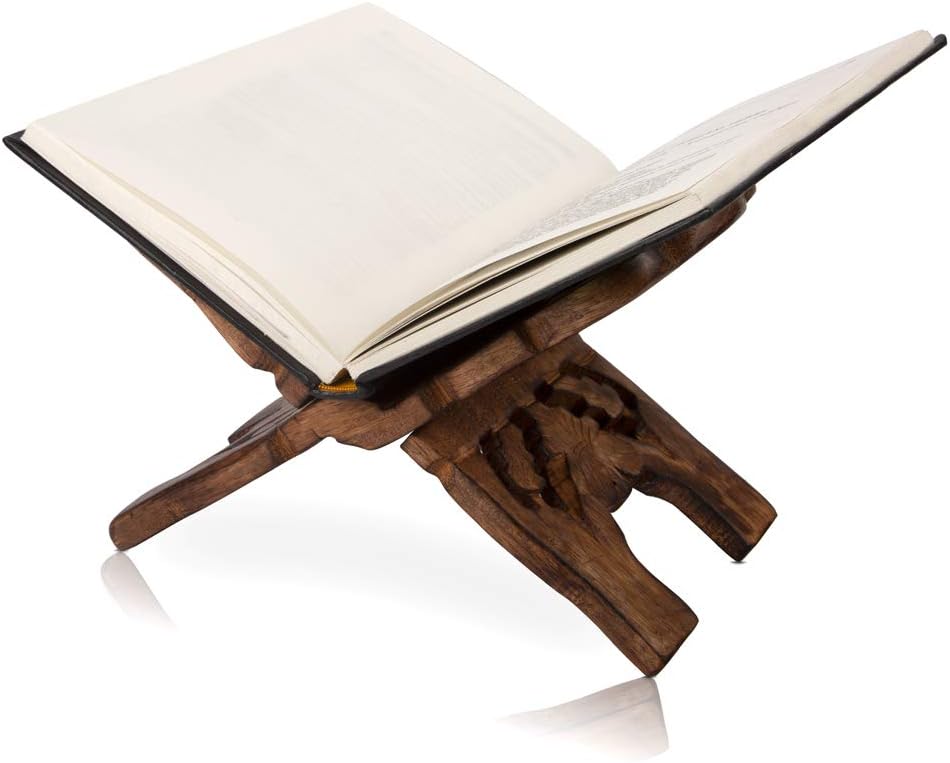 Beautiful Handmade Wooden Prayer Book Display Stand Holder Rehal for Religious Holy Books The Bible Quran Geeta Foldable Book Rest Traditional Living Room Home Decor Accents (12 (L) x 6 (W) Inches)
