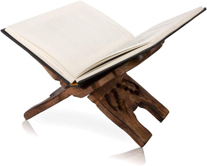 Beautiful Handmade Wooden Prayer Book Display Stand Holder Rehal for Religious Holy Books The Bible Quran Geeta Foldable Book Rest Traditional Living Room Home Decor Accents (12 (L) x 6 (W) Inches)