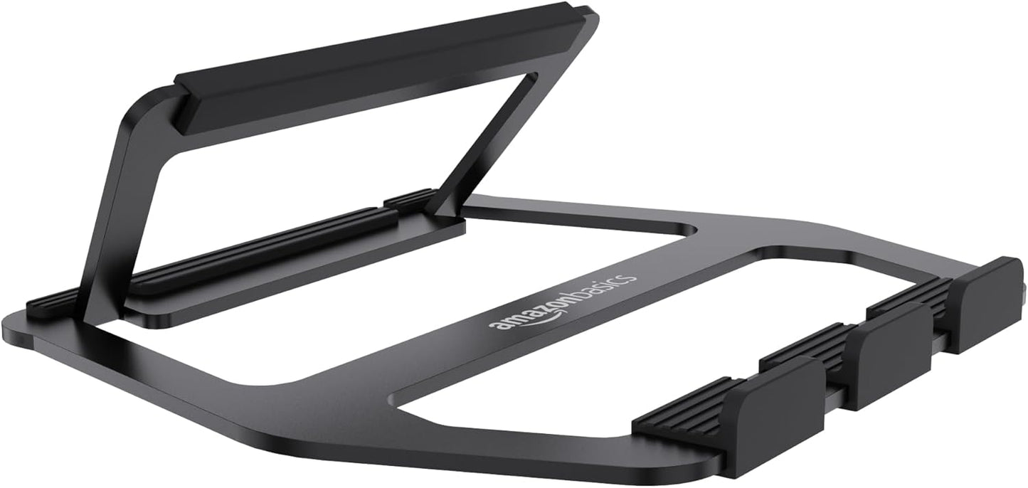 Amazon Basics Aluminum Portable Foldable Height Adjustable Support Stand for Laptops up to 13", Silver
