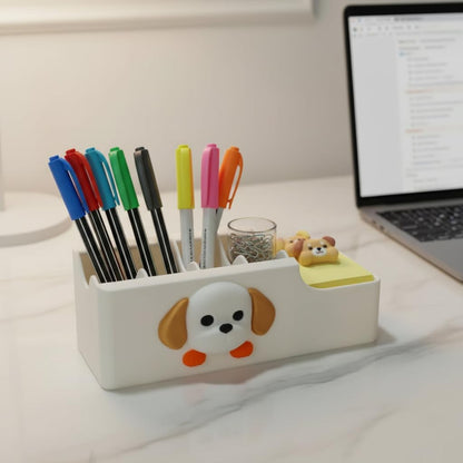 Cable Management Box, Dog Pattern Cord Organizer for Desk, Small Storage Tray for Cables, Chargers, Adapters, Power Strip, Nightstand Organizer, White (6.2 x 3.3 x 2.2 Inch)
