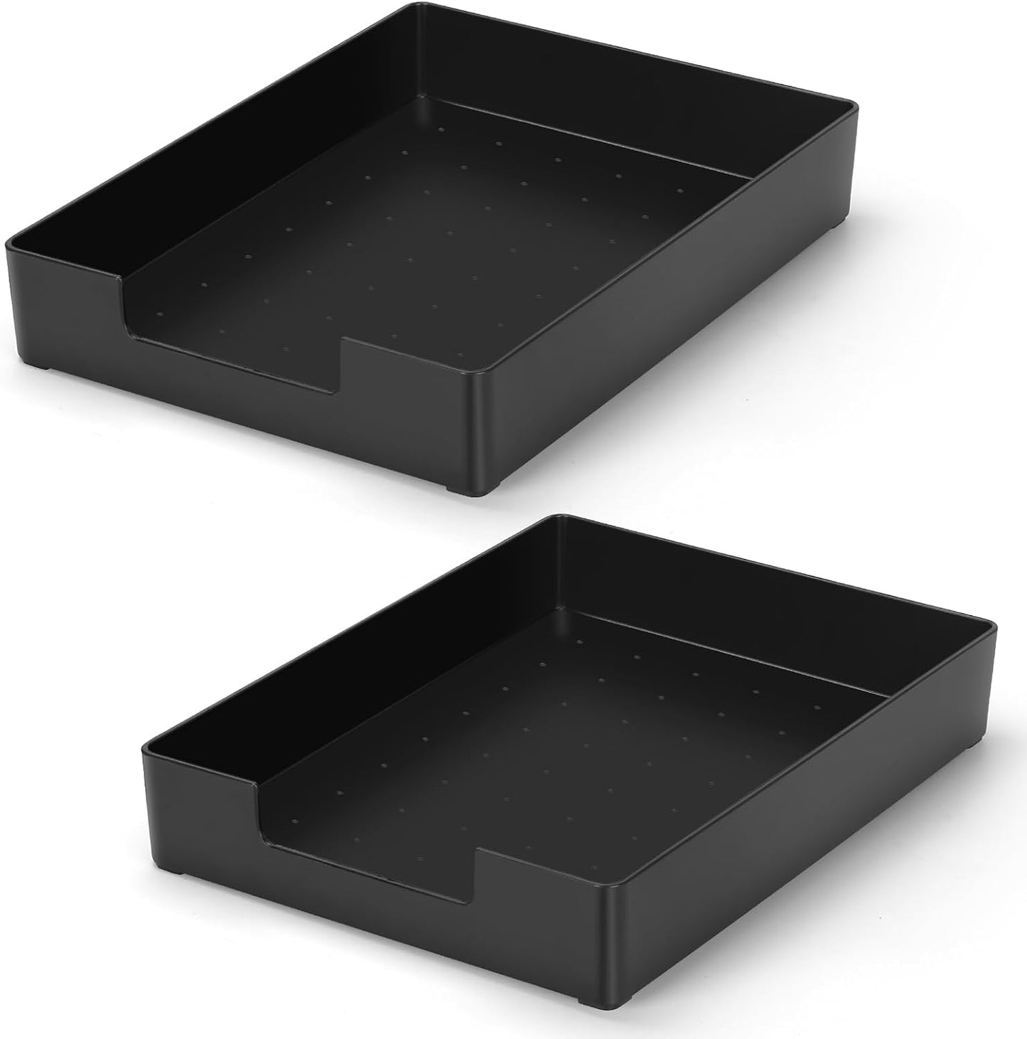 Letter Tray, Desk Organizer Tray, A4 Plastic Paper Tray Organizer for Desk, Stackable Rectangular Inbox Mail File Holder, Drawer Organizer for Desk Accessories Office School Home Supplies (Black)