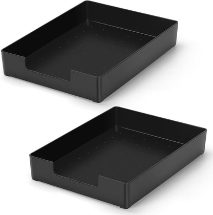 Letter Tray, Desk Organizer Tray, A4 Plastic Paper Tray Organizer for Desk, Stackable Rectangular Inbox Mail File Holder, Drawer Organizer for Desk Accessories Office School Home Supplies (Black)