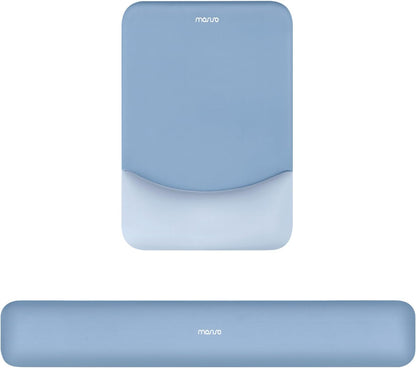 MOSISO Wrist Rest Support for Mouse Pad&Keyboard Set, Rectangular Ergonomic Mousepad Non-Slip Base Home/Office Pain Relief&Easy Typing Pad with Neoprene Cloth&Raised Silicone Lining, Green