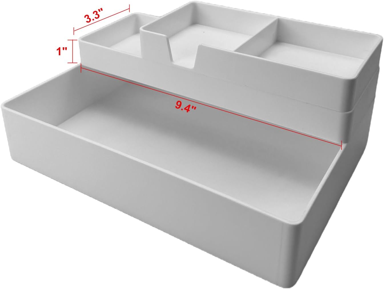 Amazon Basics Rectangular Plastic Desk Organizer, Half Accessory Tray for Office Supplies and Workspace Organization, 9.4" x 3.3" x 1", Black
