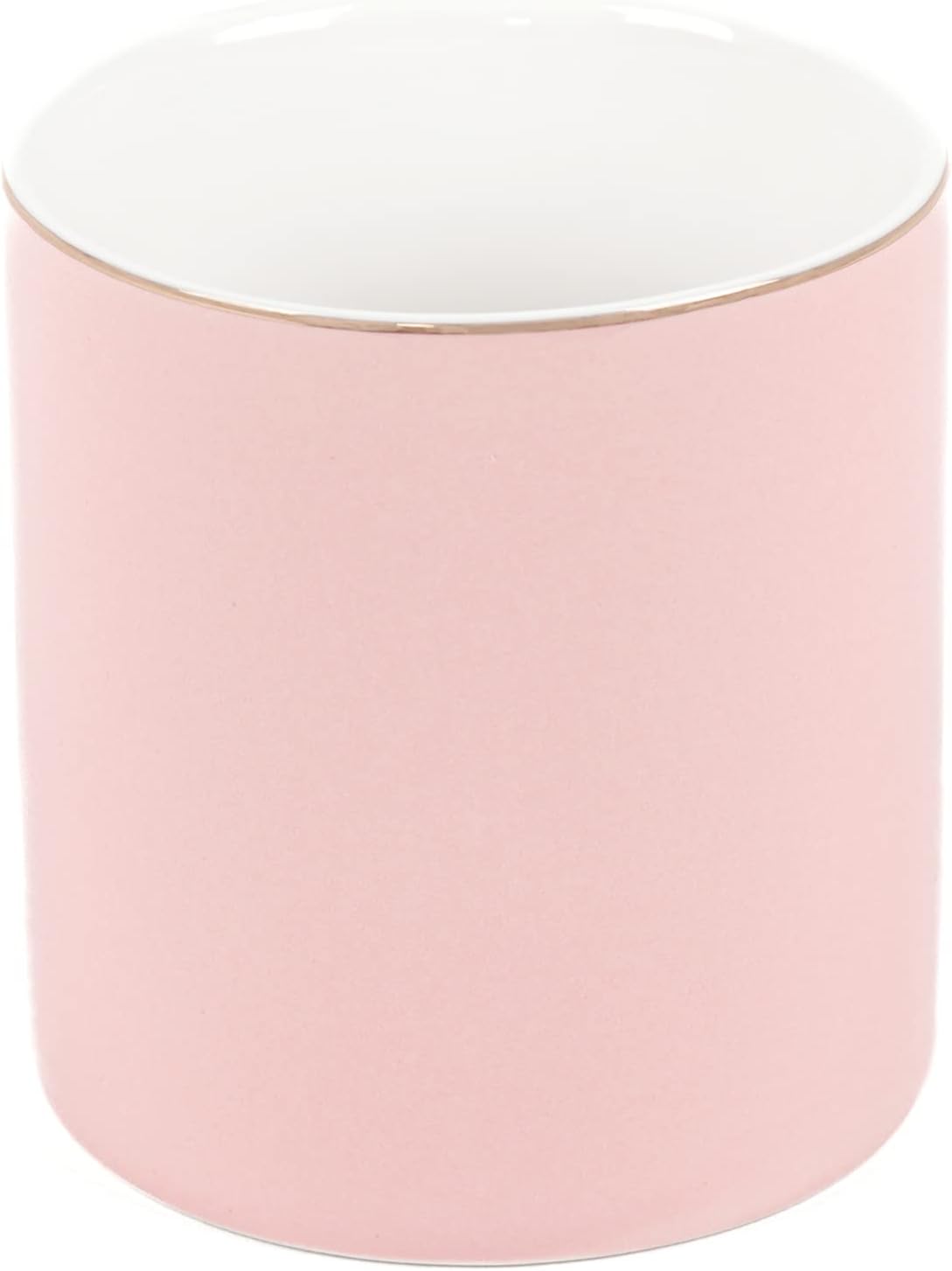 HANKOR Ceramic Pencil Holder for Desk - Cute Gold Trim Pen Aesthetic Makeup Brush Cup Holder Organizer for Desktop Storage Stationery Office Home Supplies, White