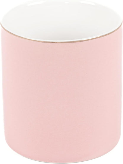 HANKOR Ceramic Pencil Holder for Desk - Cute Gold Trim Pen Aesthetic Makeup Brush Cup Holder Organizer for Desktop Storage Stationery Office Home Supplies, White