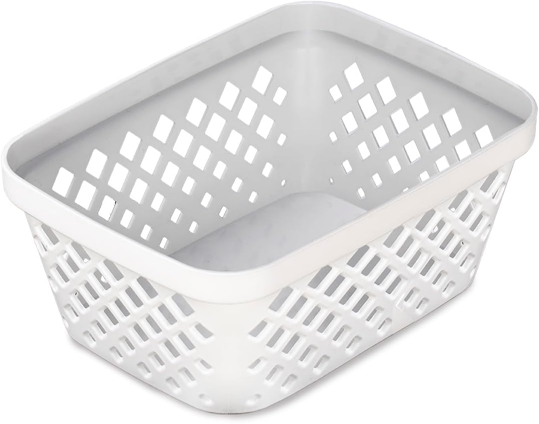Glad Plastic Storage Basket Set - Multipurpose Drawer Trays, Kitchen Pantry Containers, and Bathroom Bins - 6 Pack Medium Organizers, Grey