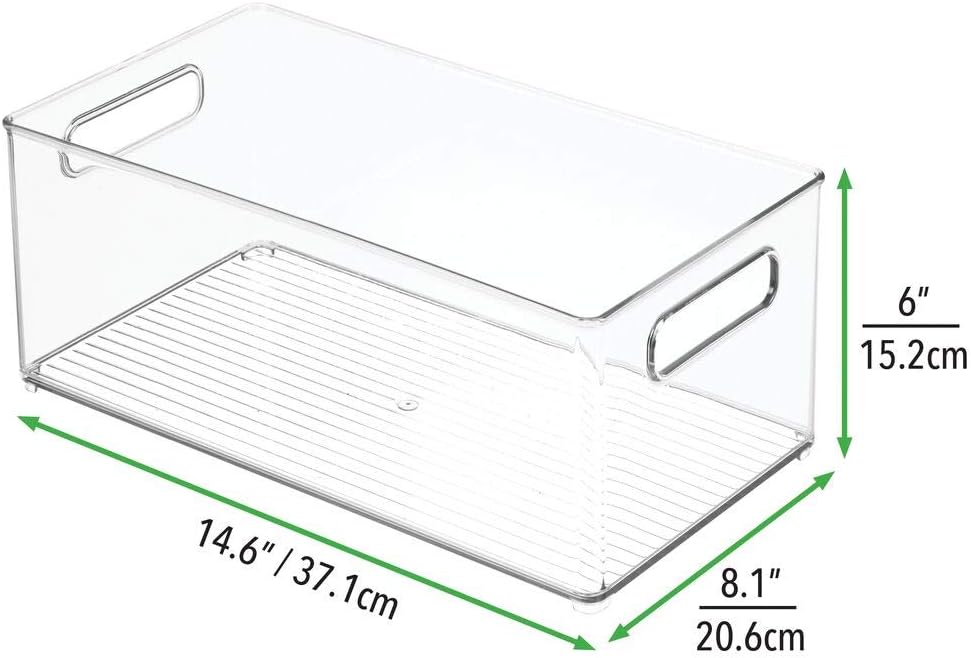 mDesign Plastic Office Supply Organizer - Storage Holder Bin with Handles for Desk Drawer, Cabinet - Pencil, Pen, Envelope and Supplies Container Basket - Ligne Collection - 2 Pack - Clear
