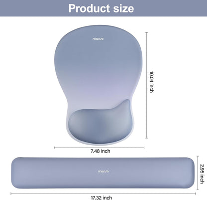 MOSISO Wrist Rest Support for Mouse Pad&Keyboard Set, Ergonomic Mousepad with Concave Curved Memory Foam, Non-Slip Base Pain Relief Comfortable Rectangular Easy Typing Pad for Home/Office, Brown