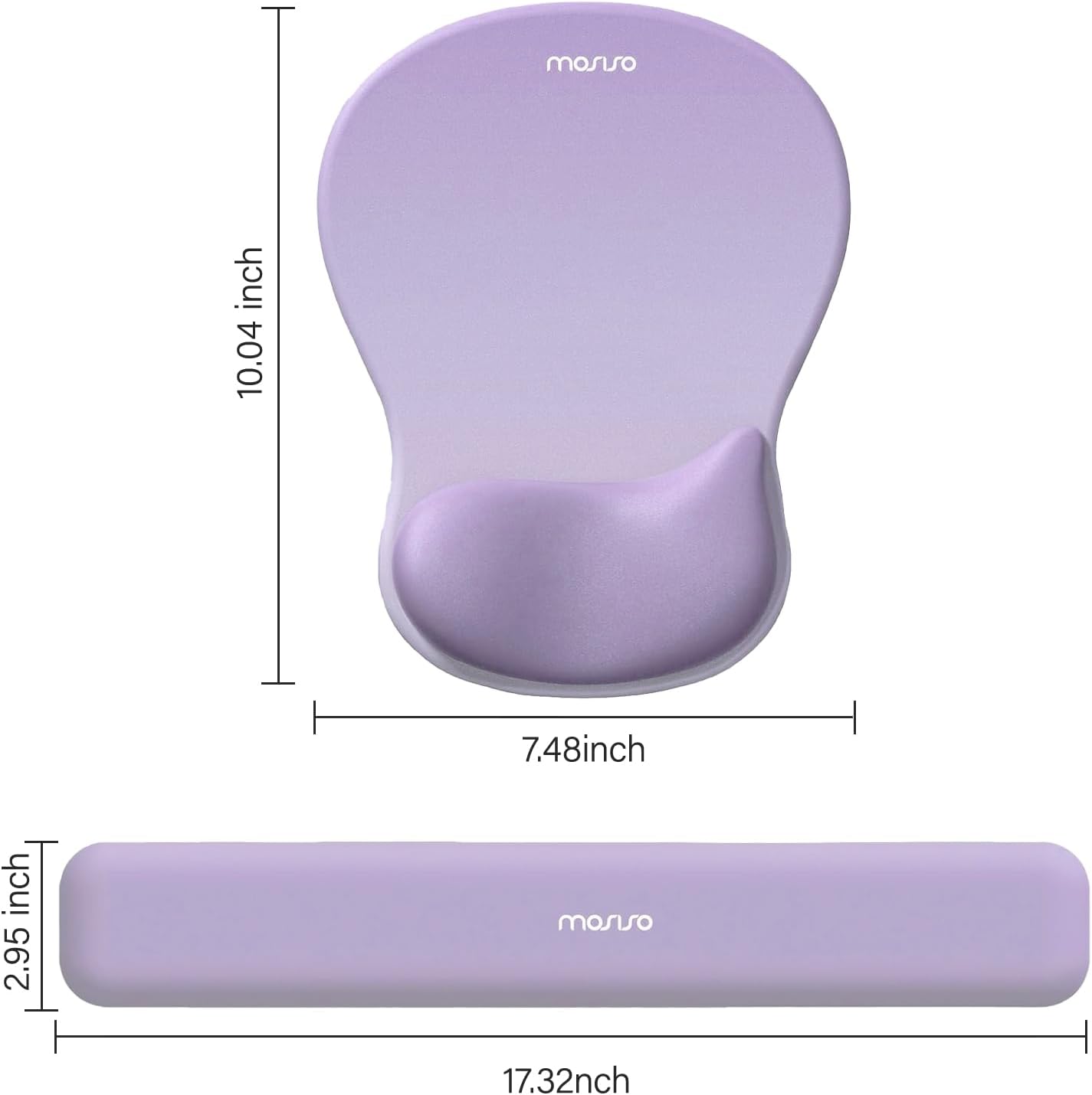 MOSISO Wrist Rest Support for Mouse Pad&Keyboard Set, Ergonomic Mousepad with Concave Curved Memory Foam, Non-Slip Base Pain Relief Comfortable Rectangular Easy Typing Pad for Home/Office, Brown