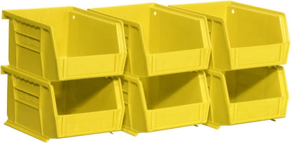 Akro-Mils 30210 AkroBins Plastic Storage Bins, Space-Saving Stackable Bins for Garage, Pantry, Craft Organization, 5" x 4" x 3", Stone, 6-Pack