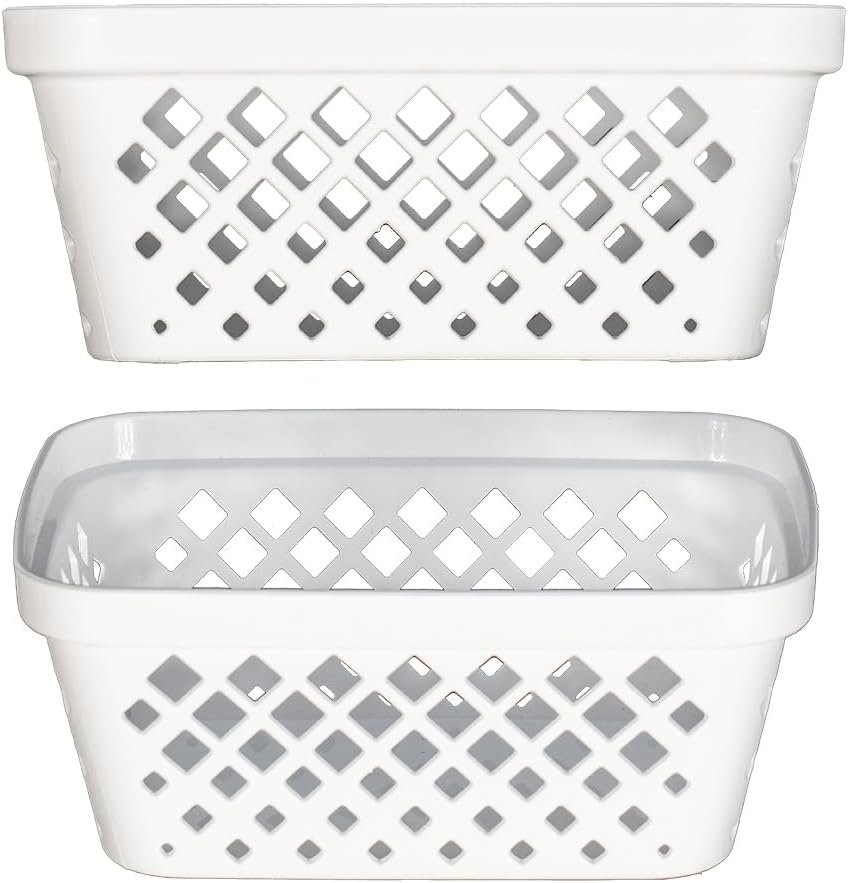 Glad Plastic Storage Basket Set - Multipurpose Drawer Trays, Kitchen Pantry Containers, and Bathroom Bins - 6 Pack Medium Organizers, Grey