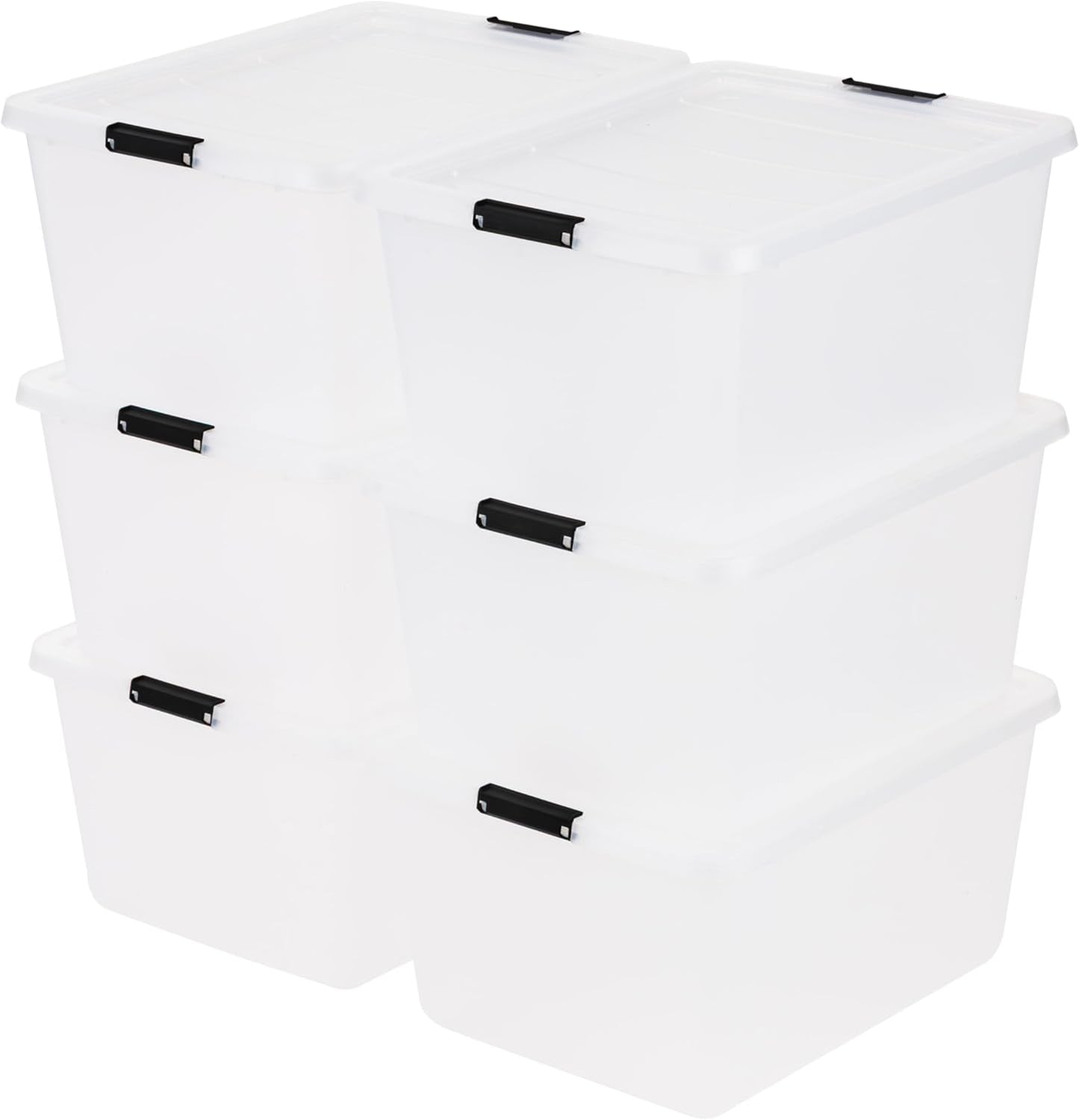 IRIS USA 18 QT Clear Storage Organizer with Removable Dividers, Stackable Plastic Storage Box with Lid, Modular Container for Crafts, Tools, Office & Pantry Organization