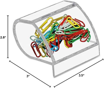 Kantek Clear Acrylic Paper Clip Holder, Angled Open Design, 3.1" x 3.3" x 2.6", Non-Skid Feet, Office Organizer, Desk Accessory