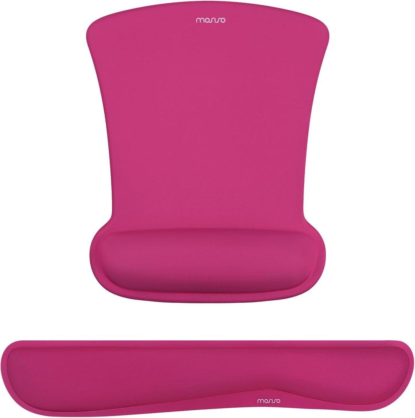 MOSISO Wrist Rest Support for Mouse Pad & Keyboard Set, Ergonomic Mousepad Non-Slip Base Home/Office Pain Relief & Easy Typing Cushion with Neoprene Cloth & Raised Memory Foam, Apricot