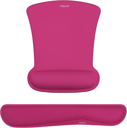 MOSISO Wrist Rest Support for Mouse Pad & Keyboard Set, Ergonomic Mousepad Non-Slip Base Home/Office Pain Relief & Easy Typing Cushion with Neoprene Cloth & Raised Memory Foam, Apricot