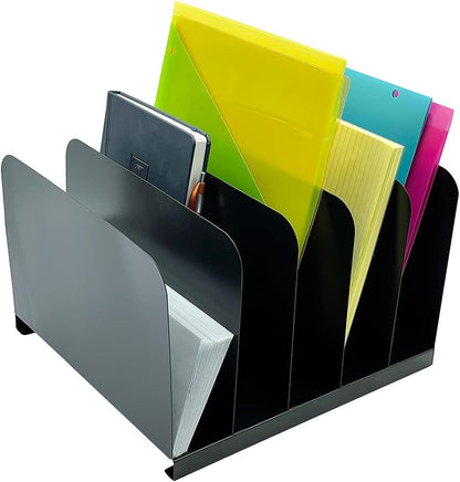 Huron Desktop File Binder Organizer Storage Vertical 8 Slot, Black Commercial Grade Steel