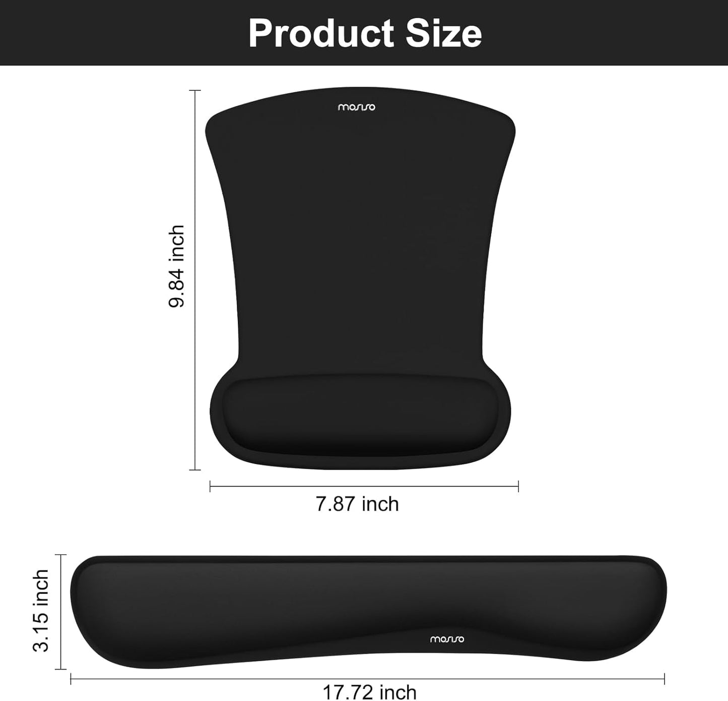 MOSISO Wrist Rest Support for Mouse Pad & Keyboard Set, Ergonomic Mousepad Non-Slip Base Home/Office Pain Relief & Easy Typing Cushion with Neoprene Cloth & Raised Memory Foam, Apricot