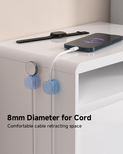 9 Pack Cord Organizer, Spring Cable Management, Adhesive Cute Cable Holder Clips, Phone Charger Wire Keeper for Desk Nightstand Car Office (9-Pack White_Orange_Blue)
