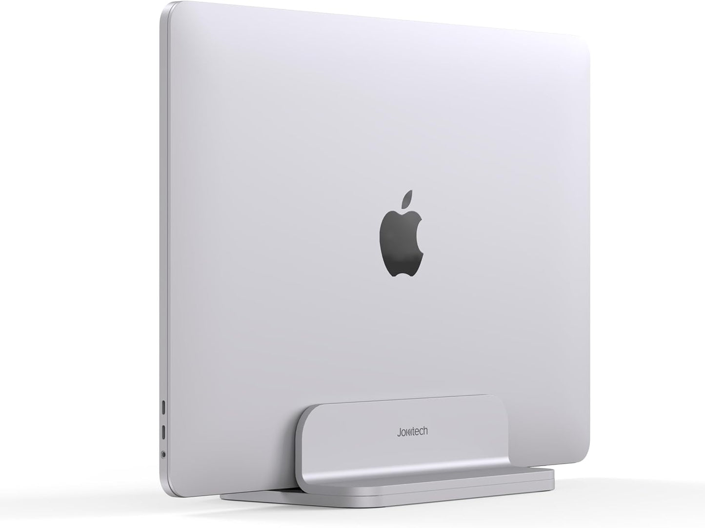 JOKItech Aluminum Laptop Vertical Stand Organizer, Sturdy Laptop Computer Holder Desktop Stand Compatible with new Retina Apple MacBook Pro/Air/Neo, Mac mini & iPad Pro - Black