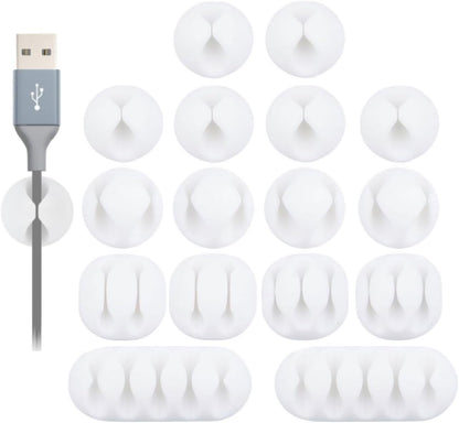 OHill 16-Pack Black Cord Organizer - Adhesive Cable Clips Holder for Desk, Wall, Car - Wire Management Clips for iPhone Charger, USB, Computer Cables -Cord Keepers with Strong Sticky Backing