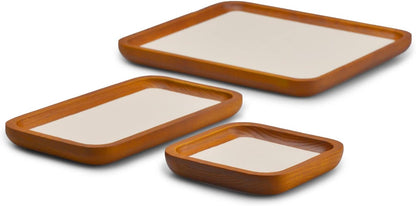 Oirlv Solid Wood Jewelry Display Tray Small Jewelry Tray Rings Earrings Bracelets Necklace Holder Organizer(Rectangle, Grey)