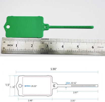100pcs Reusable Blank Plastic Tags Ties Key Tags 1.45"*2.48" Serrated Tension Sealing Strap with Large Label Plastic Tie Mark Label Waterproof Hang Sign Write on Tag (Red, 100pcs)