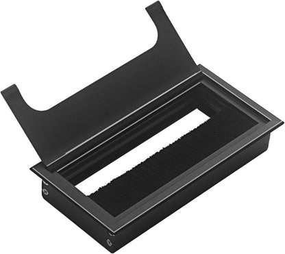 DZS ELEC Computer Desk Cable Management Aluminium Alloy Cable Box Rectangular Washer Metal Hole Cover 160x80mm Organise Office Equipment Conference Table Accessories Black