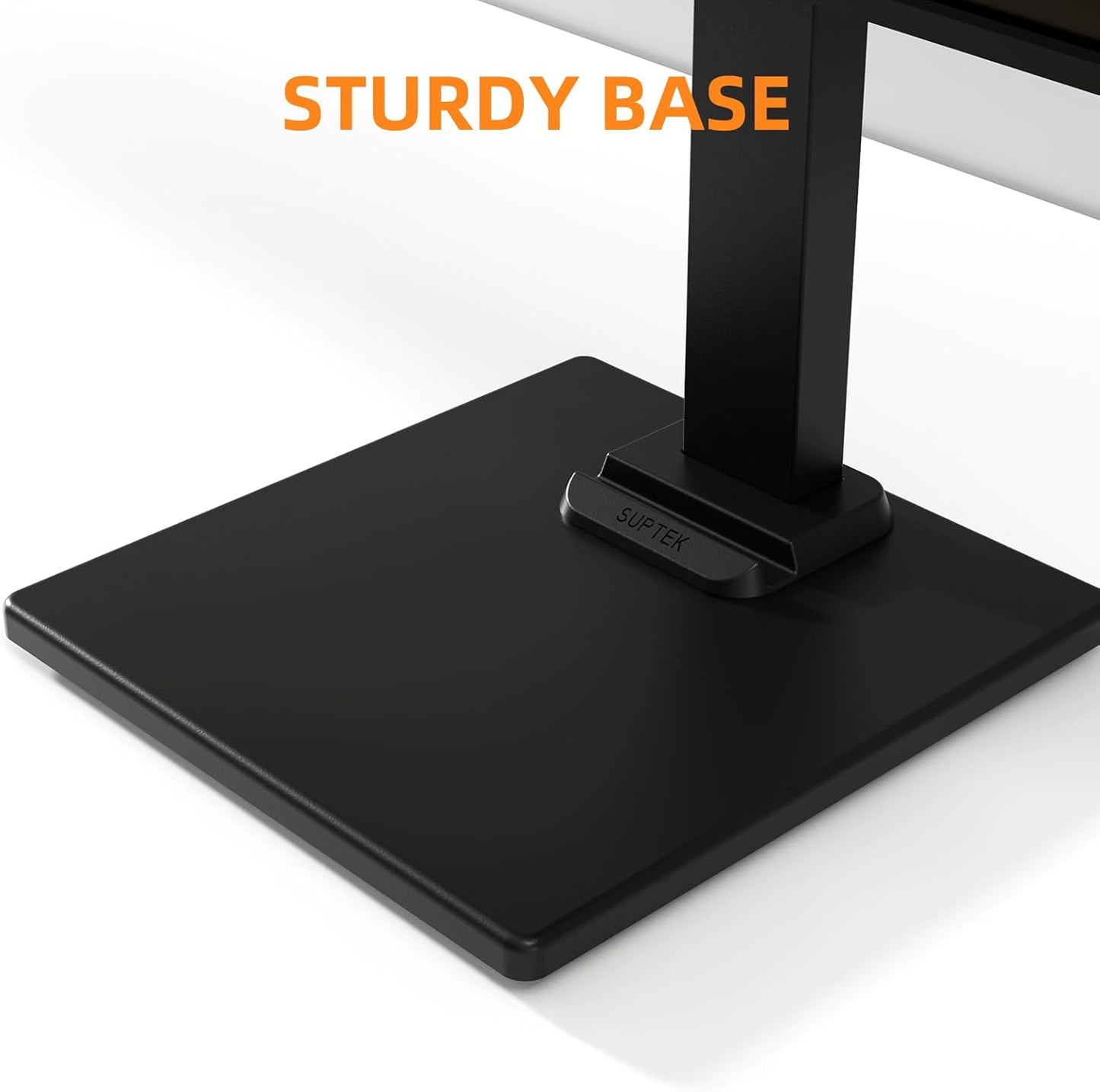 Suptek Single LCD Computer Monitor Free-Standing Desk Stand Mount Riser for 13 Inch to 43 Inch Screen with Swivel, Height Adjustable, Rotation, 50, 75, 100mm VESA Base Stand, Black