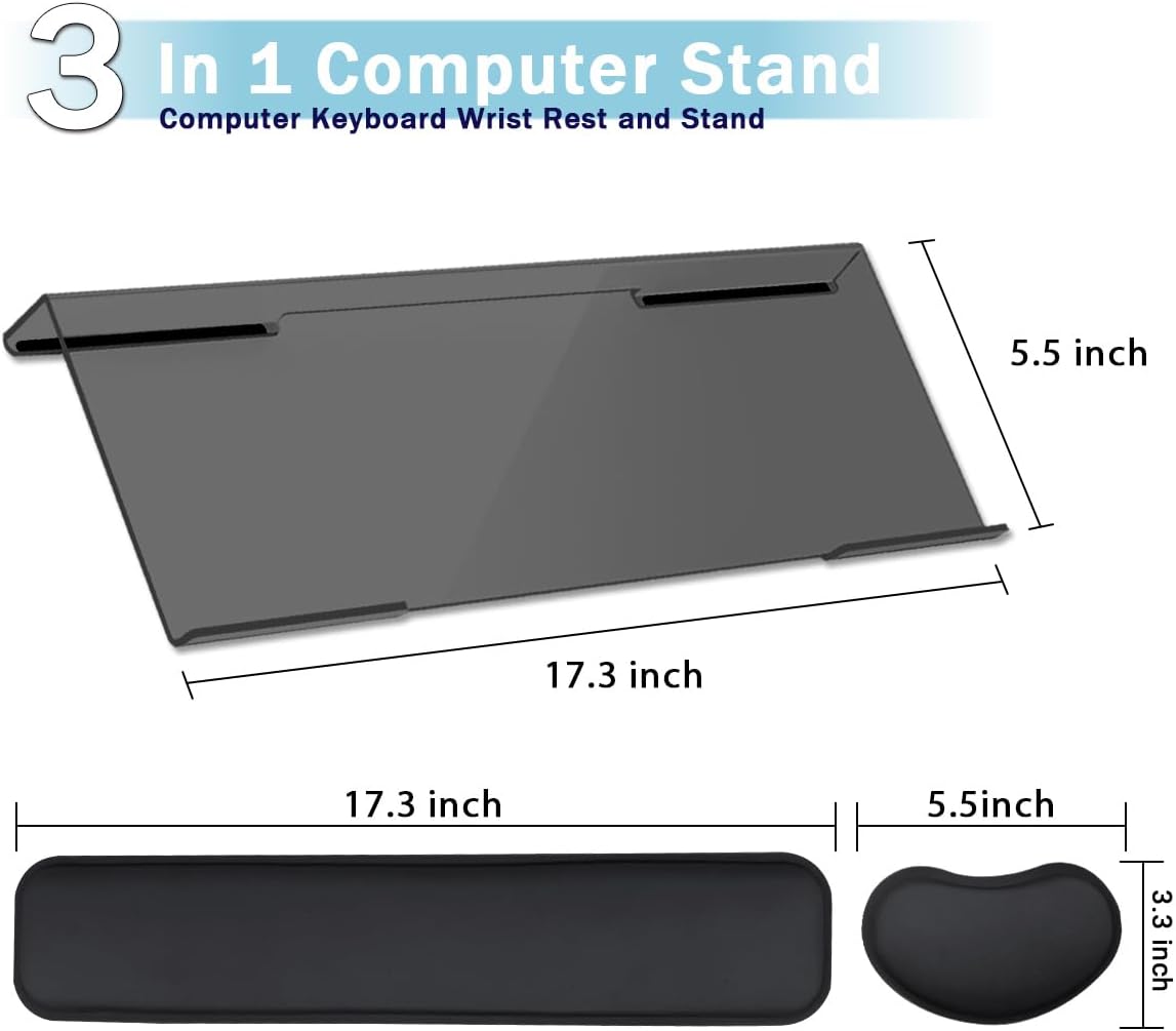 Computer Keyboard Wrist Rest Stand Set for Desktop, Keyboard Holder Easy Typing with Wrist Pad for Office, Home, School - Pink