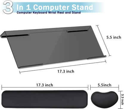 Computer Keyboard Wrist Rest Stand Set for Desktop, Keyboard Holder Easy Typing with Wrist Pad for Office, Home, School - Pink