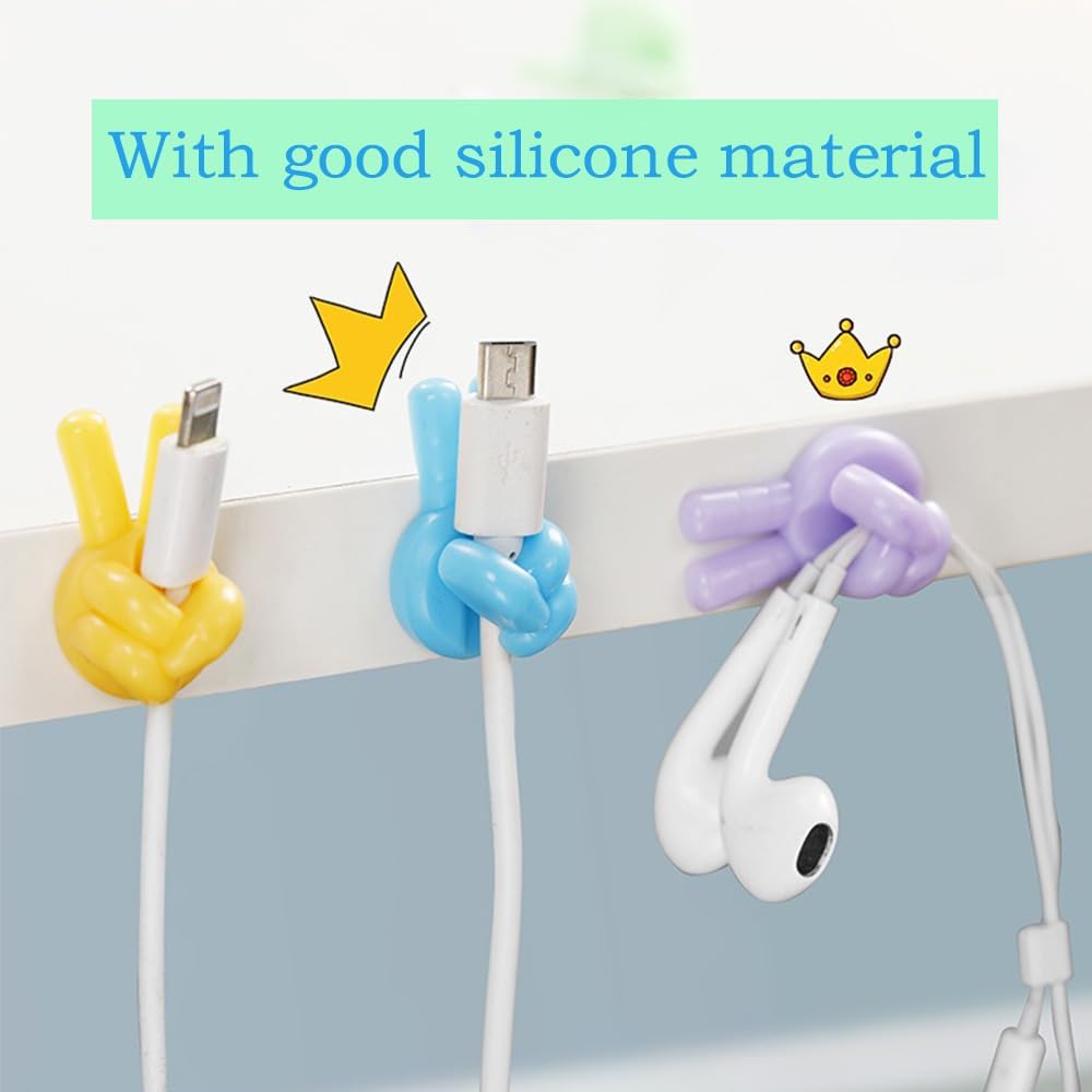 42Pcs Creative Silicone Thumb Up Wall Hook, Self Adhesive Cable Clips, Funny Cord Holders for Cables, Wall Decoration Hook Home/Office Data Cable Clip Wire Desk Organizer