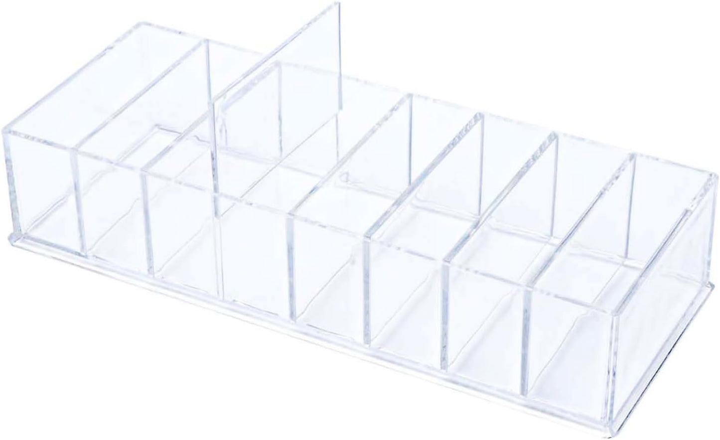 NatSumeBasics Clear Drawer Organizer 6-Section Desk Compartment Acrylic Tray Holder, 3.3" Width not for Storage Credit Cards Business Card, Office Accessories Supplies (Small)