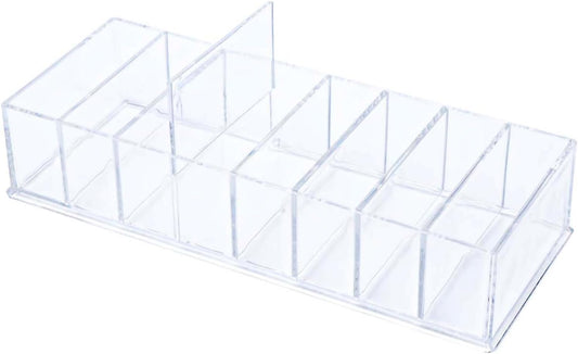 NatSumeBasics Clear Drawer Organizer 6-Section Desk Compartment Acrylic Tray Holder, 3.3" Width not for Storage Credit Cards Business Card, Office Accessories Supplies (Small)