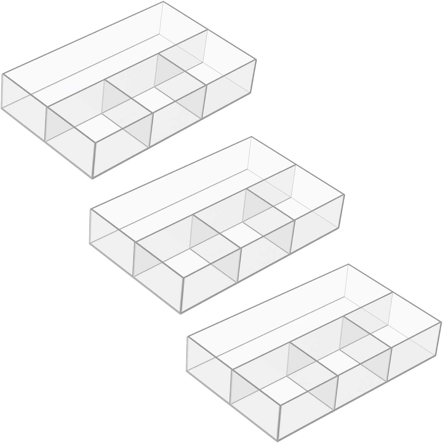 JessLab Acrylic Makeup Organizers, 2-Pack Bathroom Organizer for Drawer, Cosmetic Display Cases for Vanity, Countertop, Desk, Kitchen, and Cabinet Storage