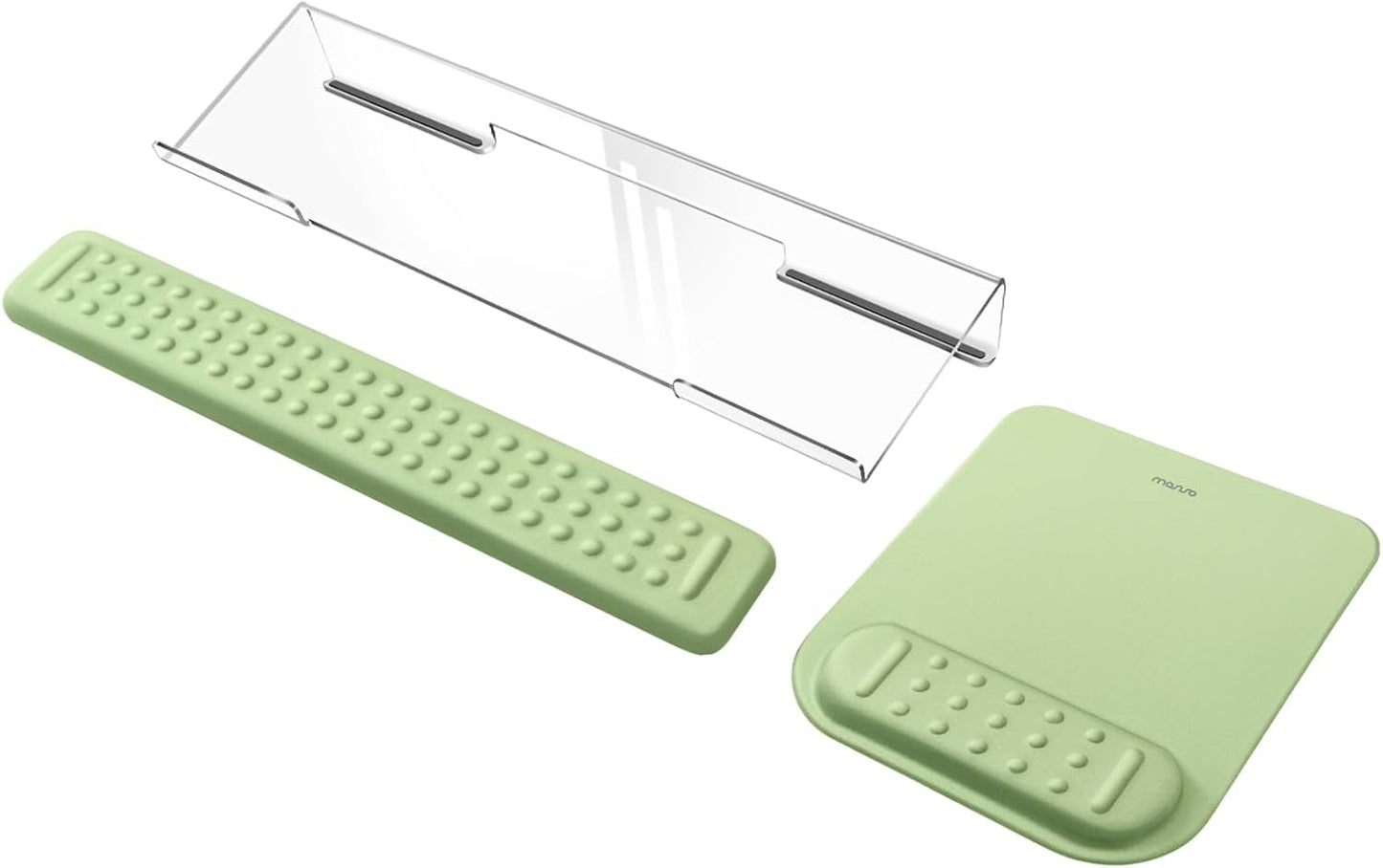MOSISO Computer Keyboard Stand&Wrist Rest Support for Keyboard &Mouse Pad Set, Ergonomic Massage Wrist Rest Set, Easy Typing Working Acrylic Clear Stand for Office Home, Apricot