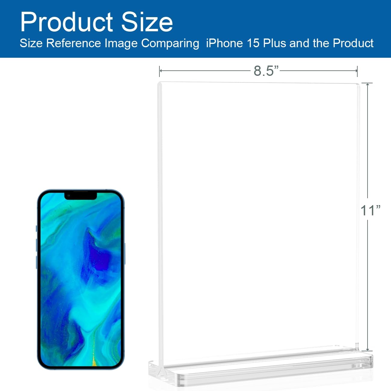BlueValley Clear Acrylic Sign Holder 5x7 Vertical Double Sided Acrylic Photo Picture Frame for Office Desk, Table Sign Holder for Store, Rrestaurant, Hotel, Cafe, Show Fairs, Vendor-for Brochure Flyer Menu Document-6 pack