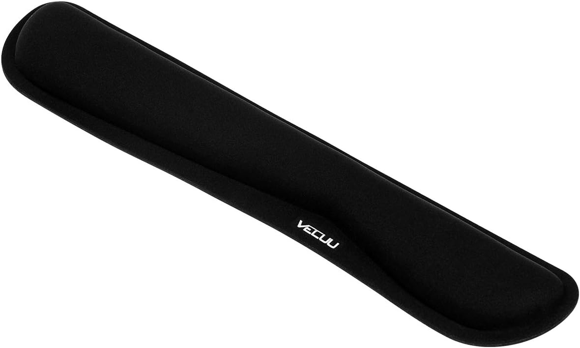 VECUU Keyboard Wrist Rest, Pad with Ergonomic Raised Memory Foam for Easy Typing & Pain Relief, Anti-Slip Wrist Support Suit for Computer, Laptop, Office, PC Gaming (Black)