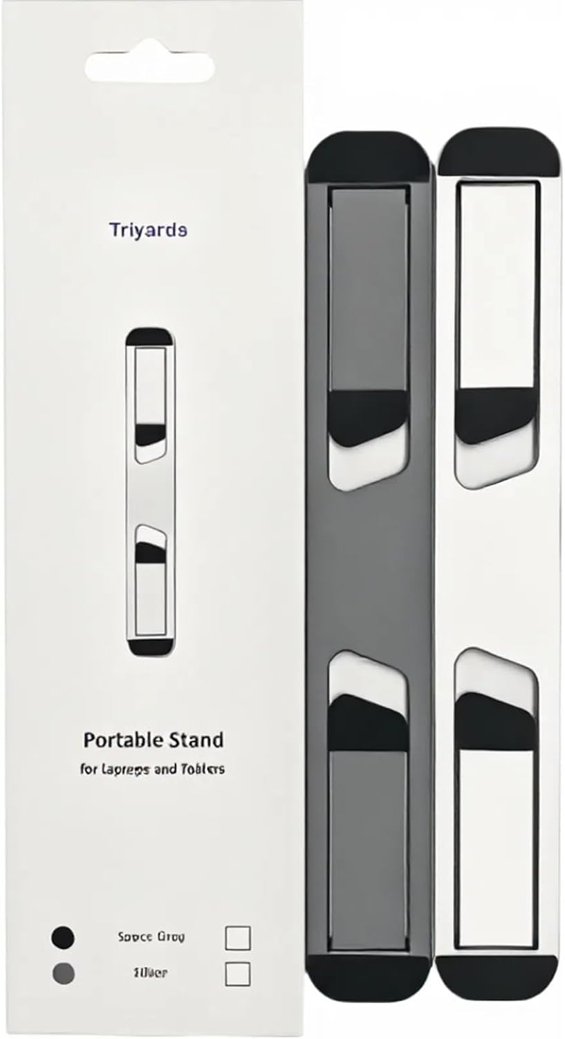 Laptop Riser for Desk – Aluminum Foldable Laptop Stand for 10”-16” Models Including MacBook, MacBook Air, iPad, HP and More – Self-Adhesive Portable Laptop Stand with Non-Skid Feet