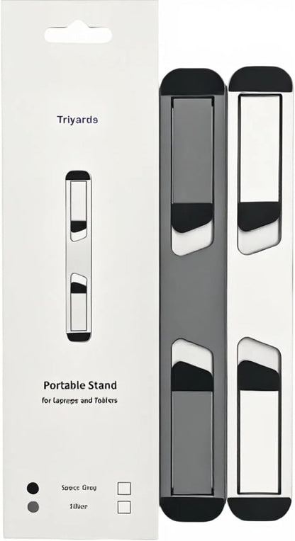 Laptop Riser for Desk – Aluminum Foldable Laptop Stand for 10”-16” Models Including MacBook, MacBook Air, iPad, HP and More – Self-Adhesive Portable Laptop Stand with Non-Skid Feet